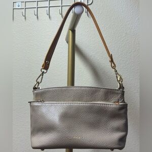 Chic Taupe Leather Shoulder Bag